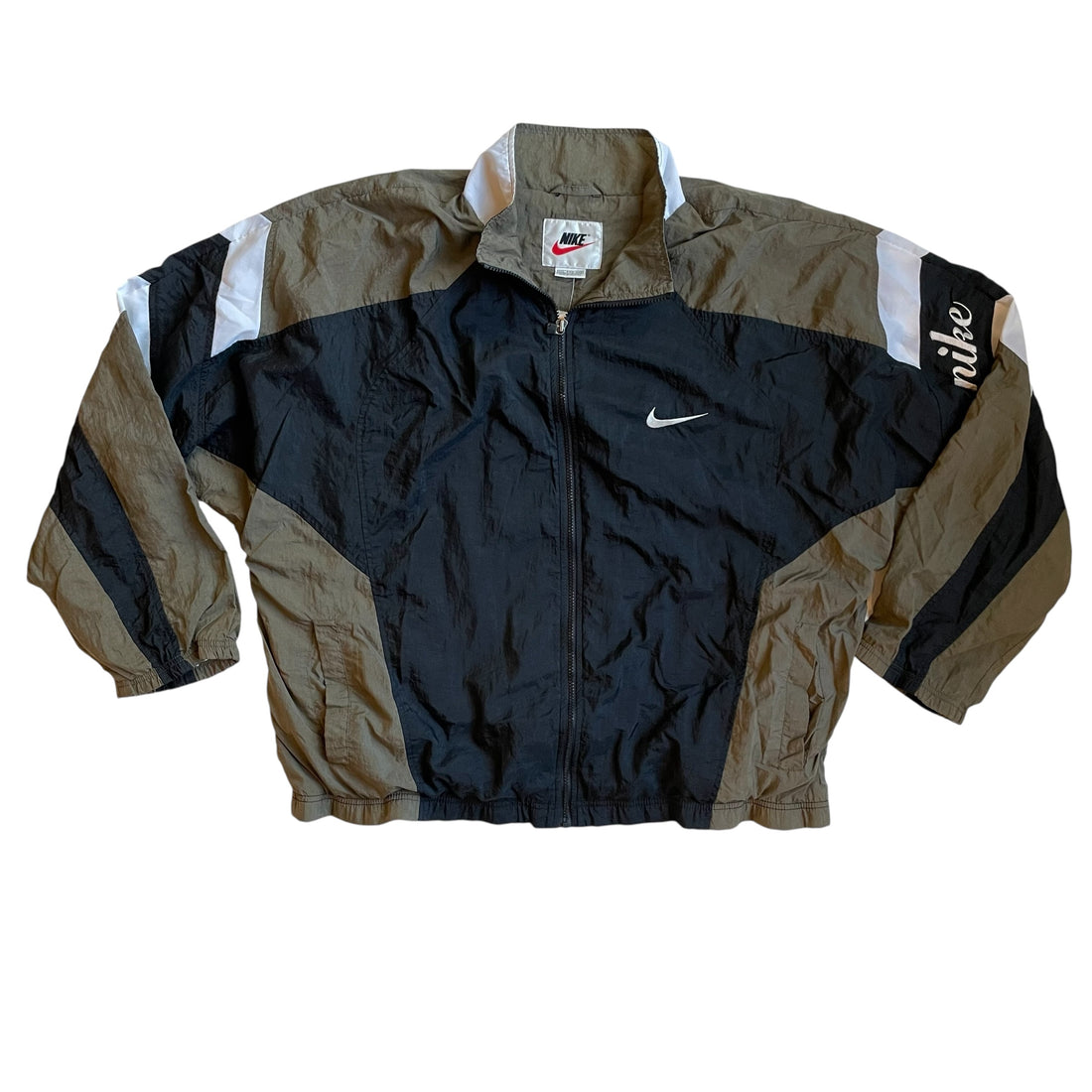 Vintage Nike Black and Olive Lined Windbreaker