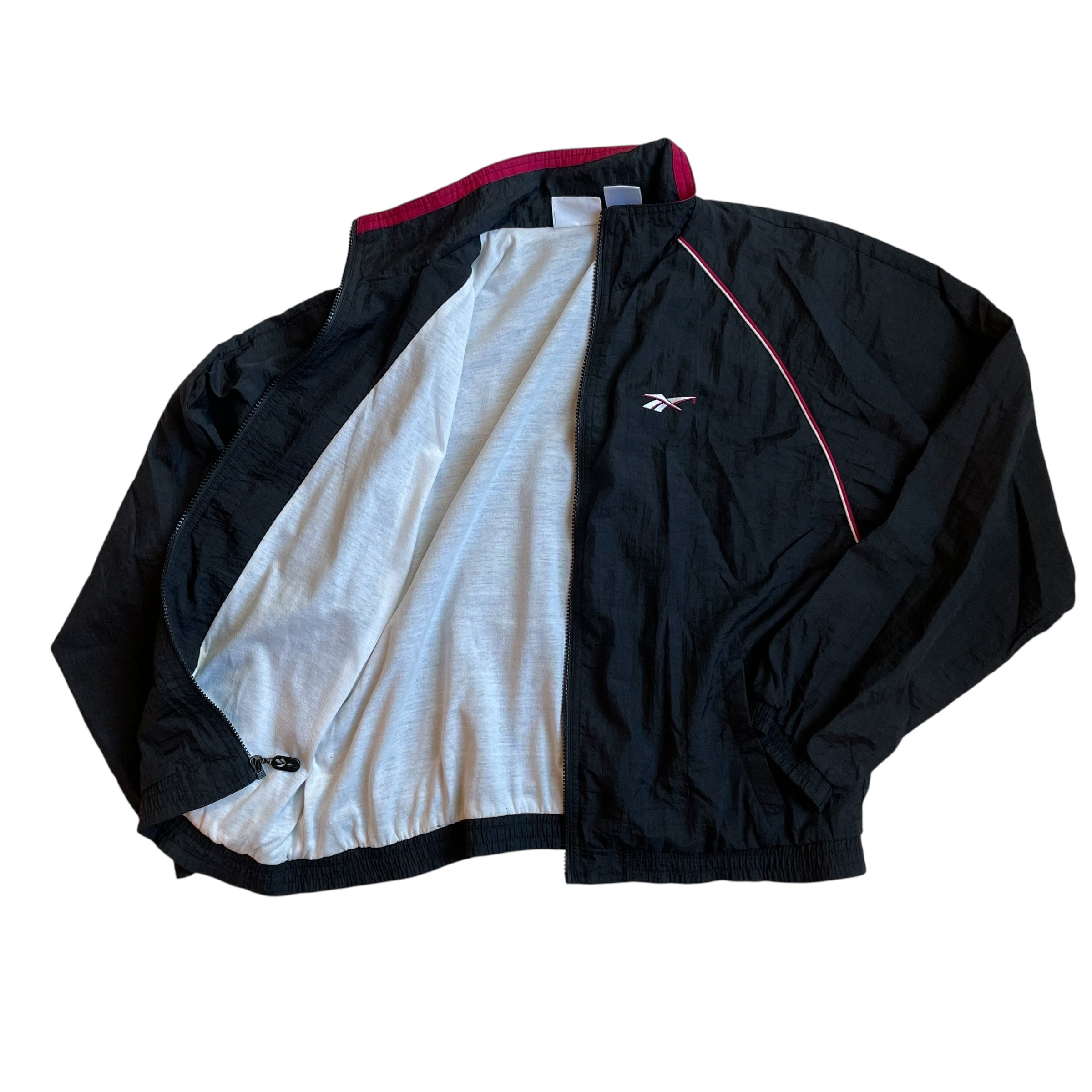 Vintage 90s Black and Red Reebok Lined Windbreaker