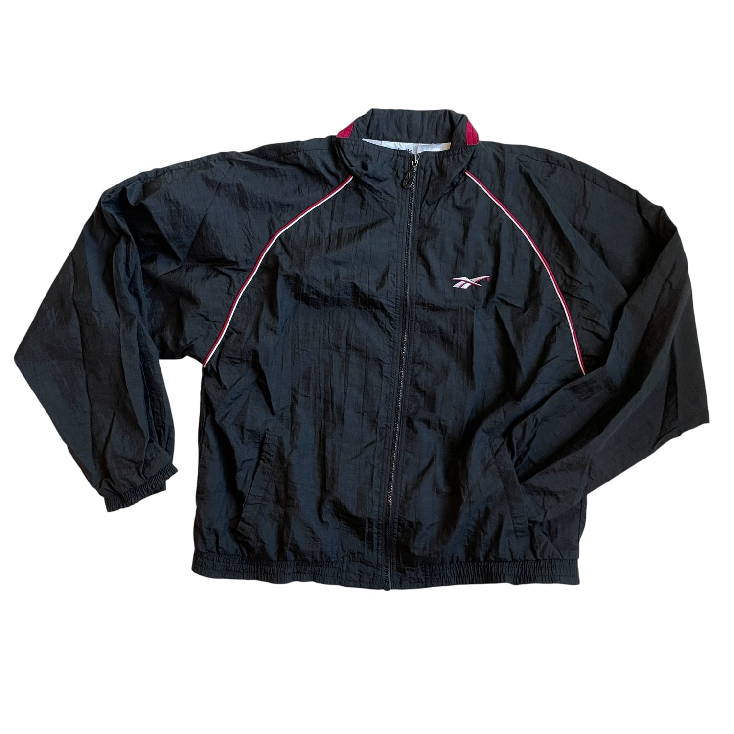 Vintage 90s Black and Red Reebok Lined Windbreaker