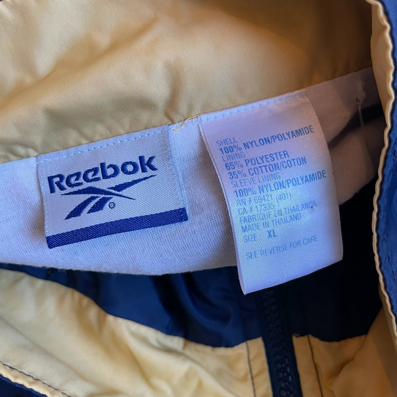 Vintage Y2K Navy and Yellow Reebok Lined Windbreaker