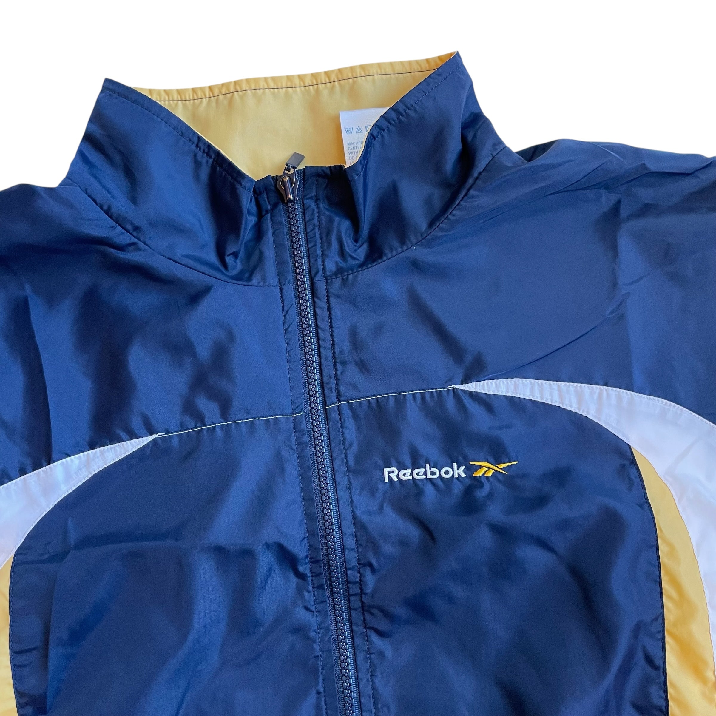 Vintage Y2K Navy and Yellow Reebok Lined Windbreaker