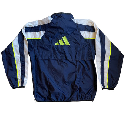 Vintage 90s Adidas Navy, White and Lime Green Unlined Windbreaker