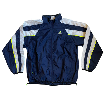 Vintage 90s Adidas Navy, White and Lime Green Unlined Windbreaker