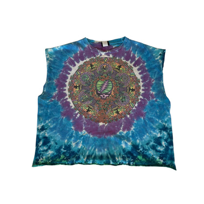 Y2K Liquid Blue Grateful Dead Cut-Off Tee
