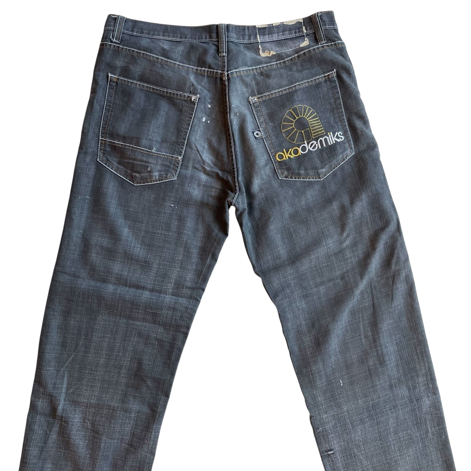 Vintage Y2k Akademiks Washed Out Black Embroidered Jeans
