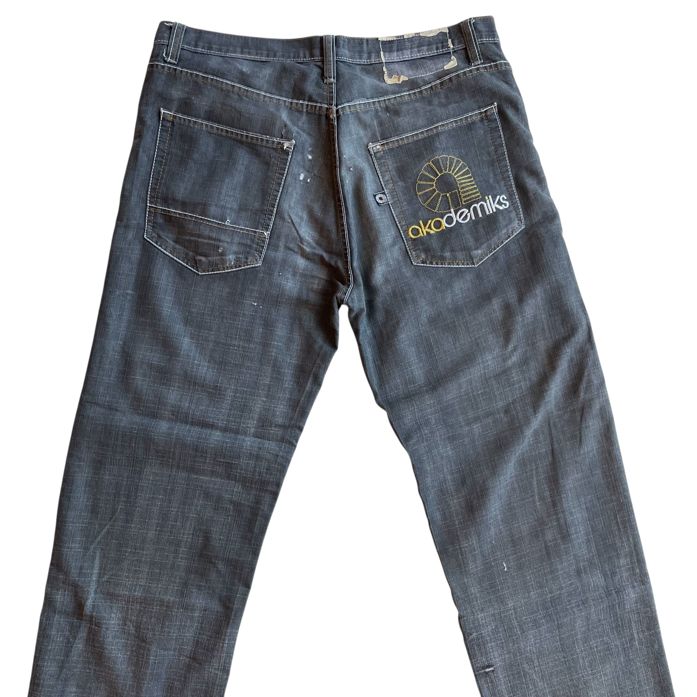 Vintage Y2k Akademiks Washed Out Black Embroidered Jeans