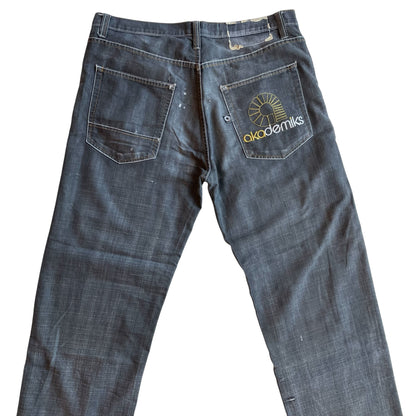 Vintage Y2k Akademiks Washed Out Black Embroidered Jeans
