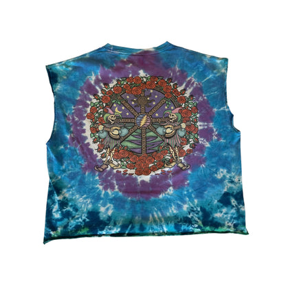Y2K Liquid Blue Grateful Dead Cut-Off Tee