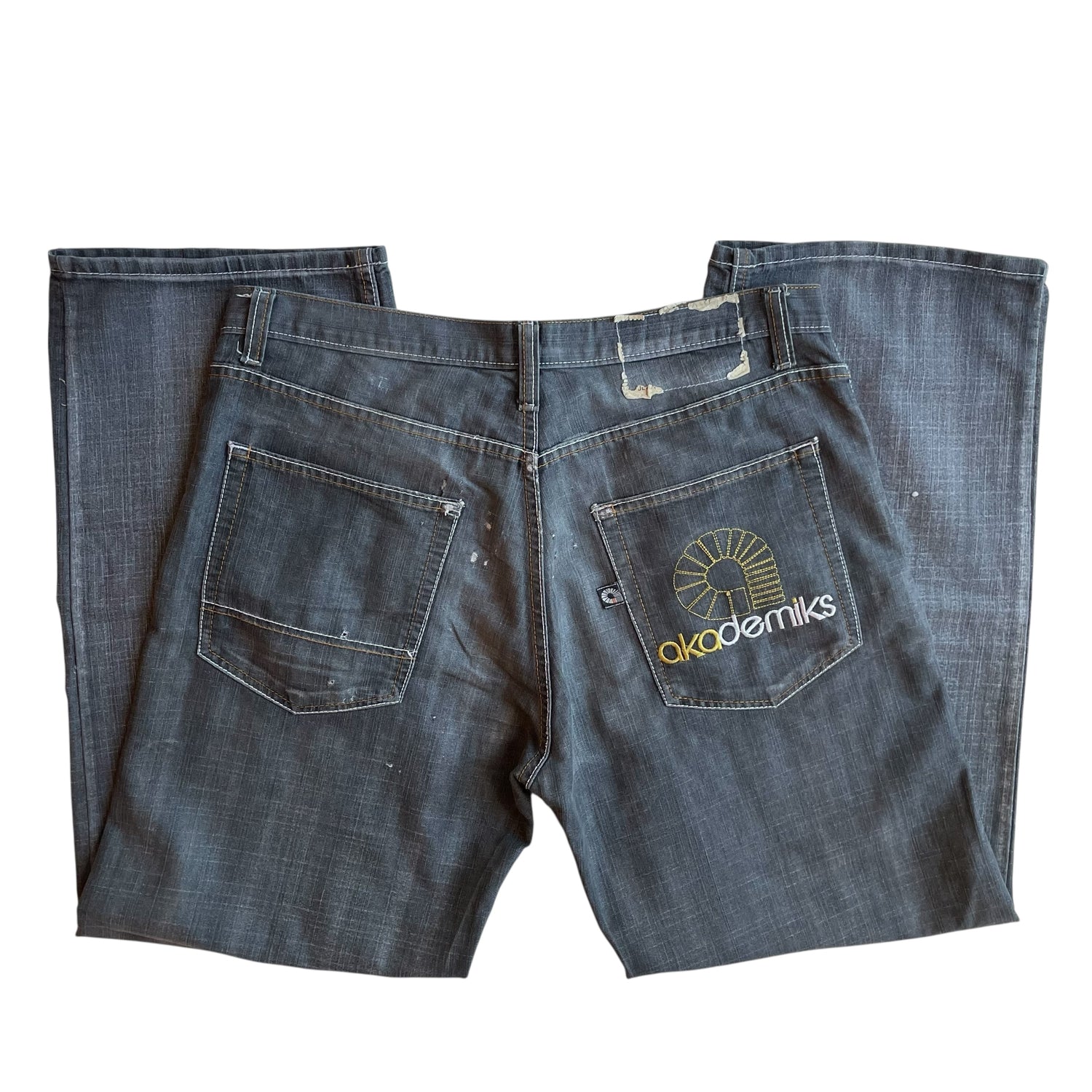 Vintage Y2k Akademiks Washed Out Black Embroidered Jeans