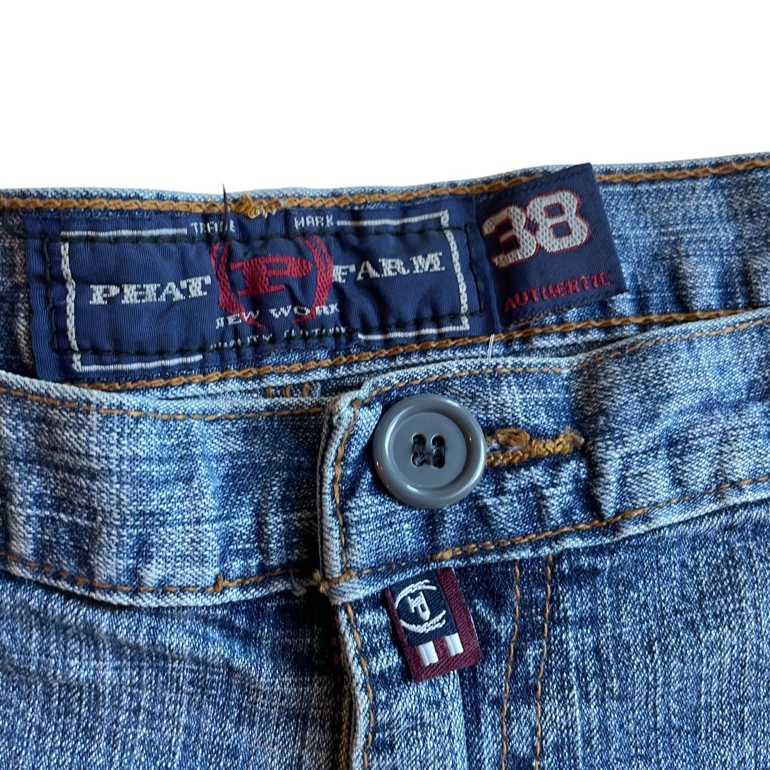Vintage Y2K Phat Farm Skull Soldier Embroidered Light Wash Jeans