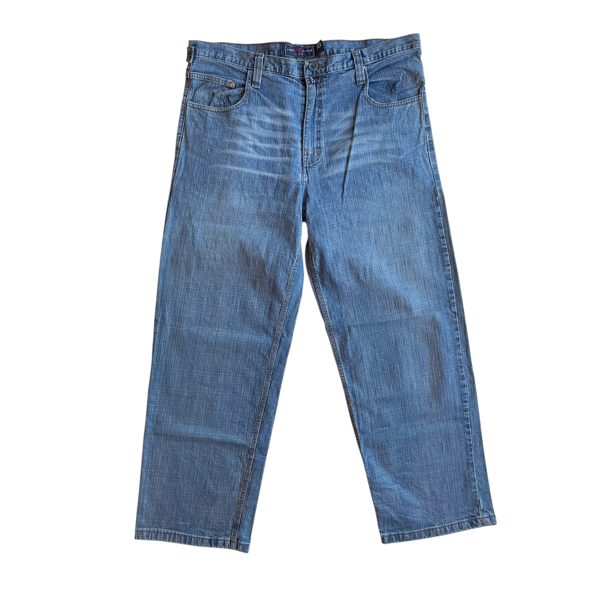 Vintage Y2K Phat Farm Skull Soldier Embroidered Light Wash Jeans