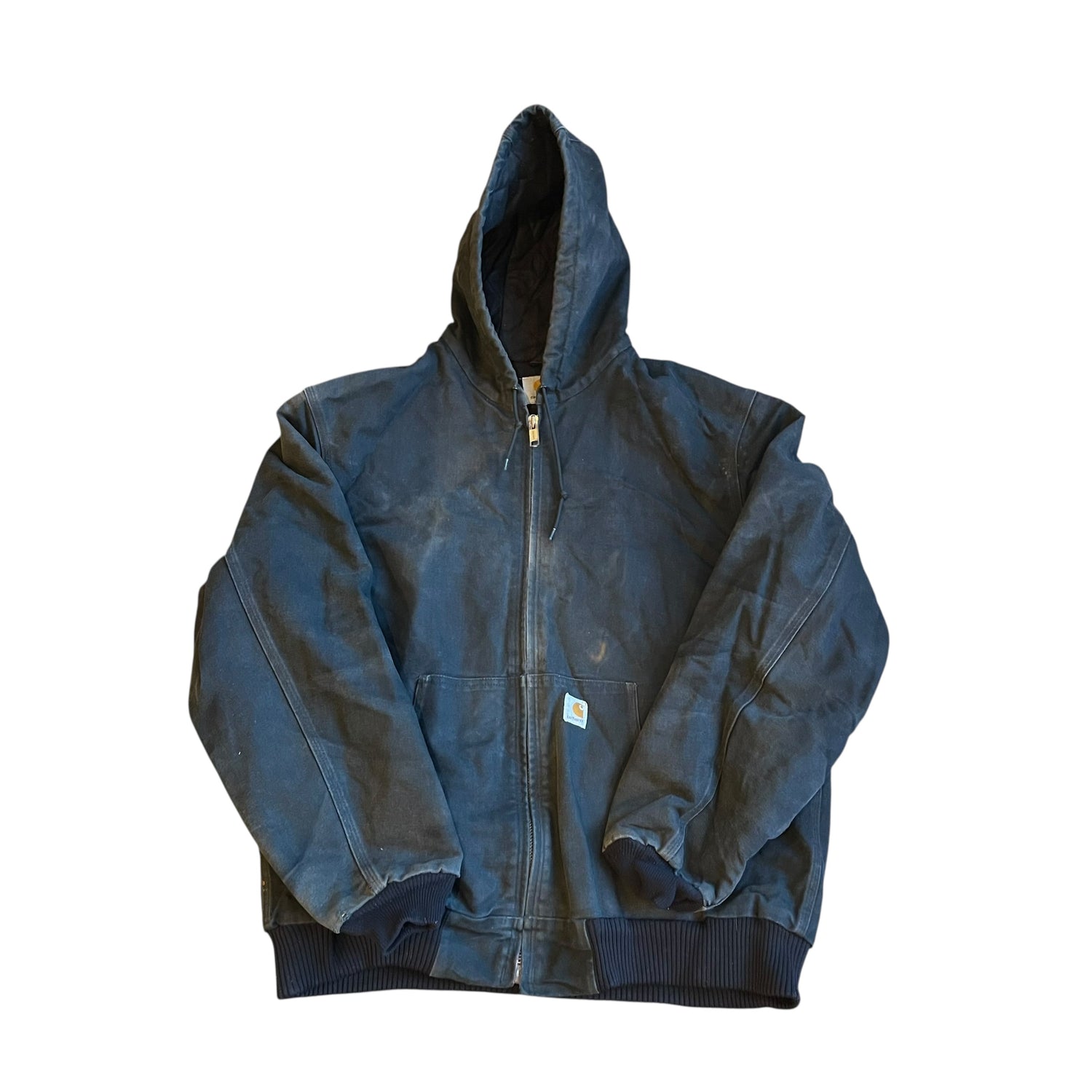 Vintage Distressed Carhartt Black Quilted Hooded Jacket