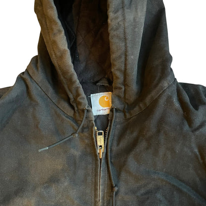 Vintage Distressed Carhartt Black Quilted Hooded Jacket