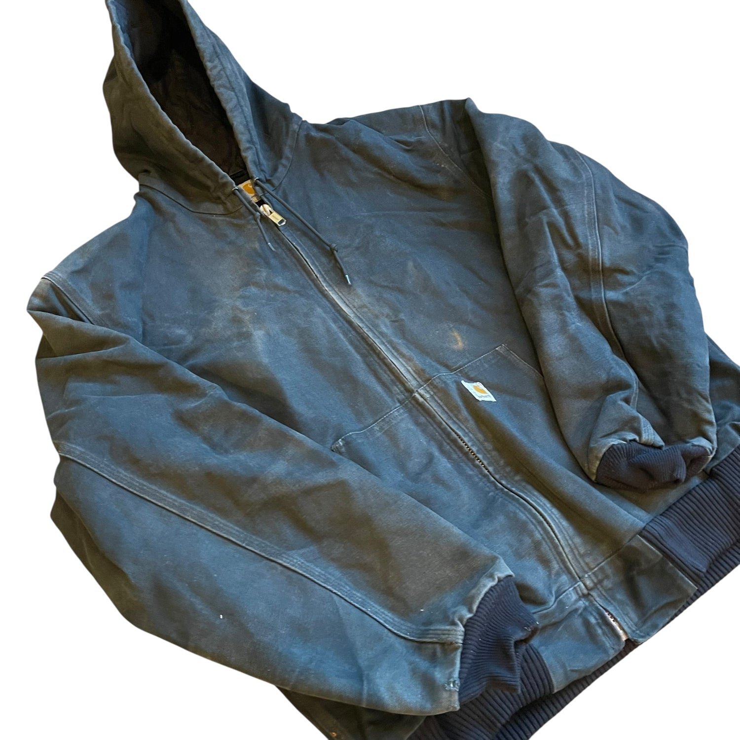 Vintage Distressed Carhartt Black Quilted Hooded Jacket