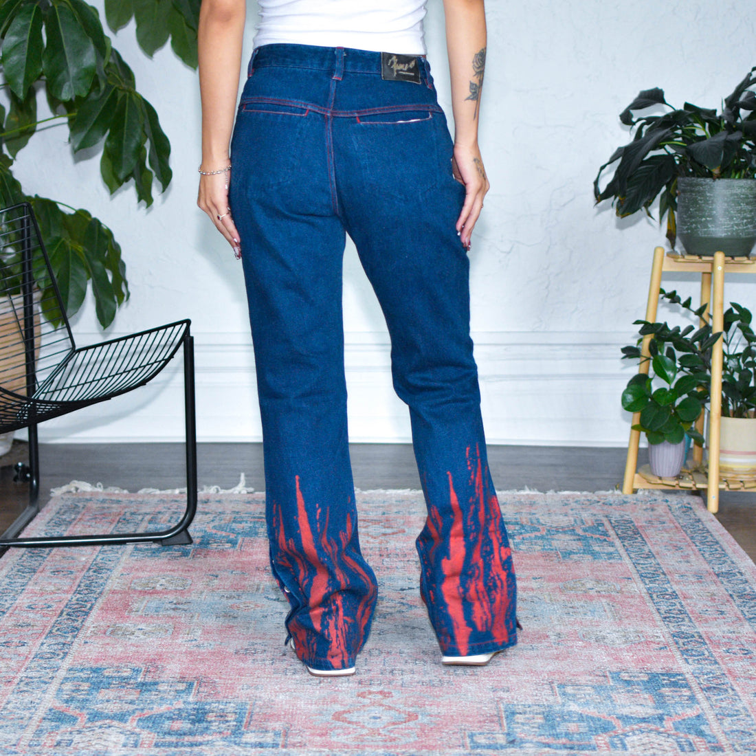 Vintage Y2K Femme Johnny Blaze Flame Denim Jeans