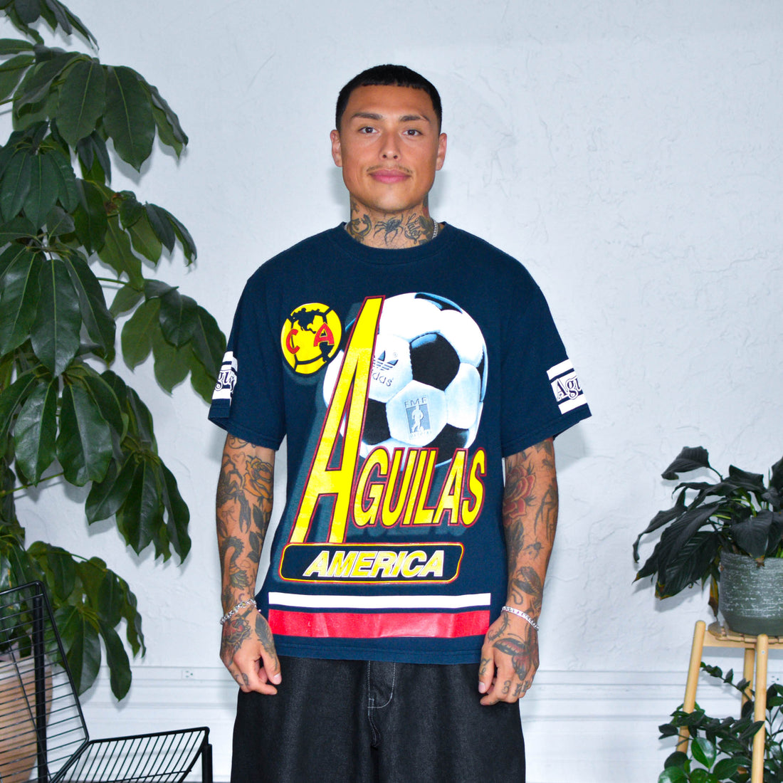 Vintage 90s Club America Navy All-Over-Print T-Shirt