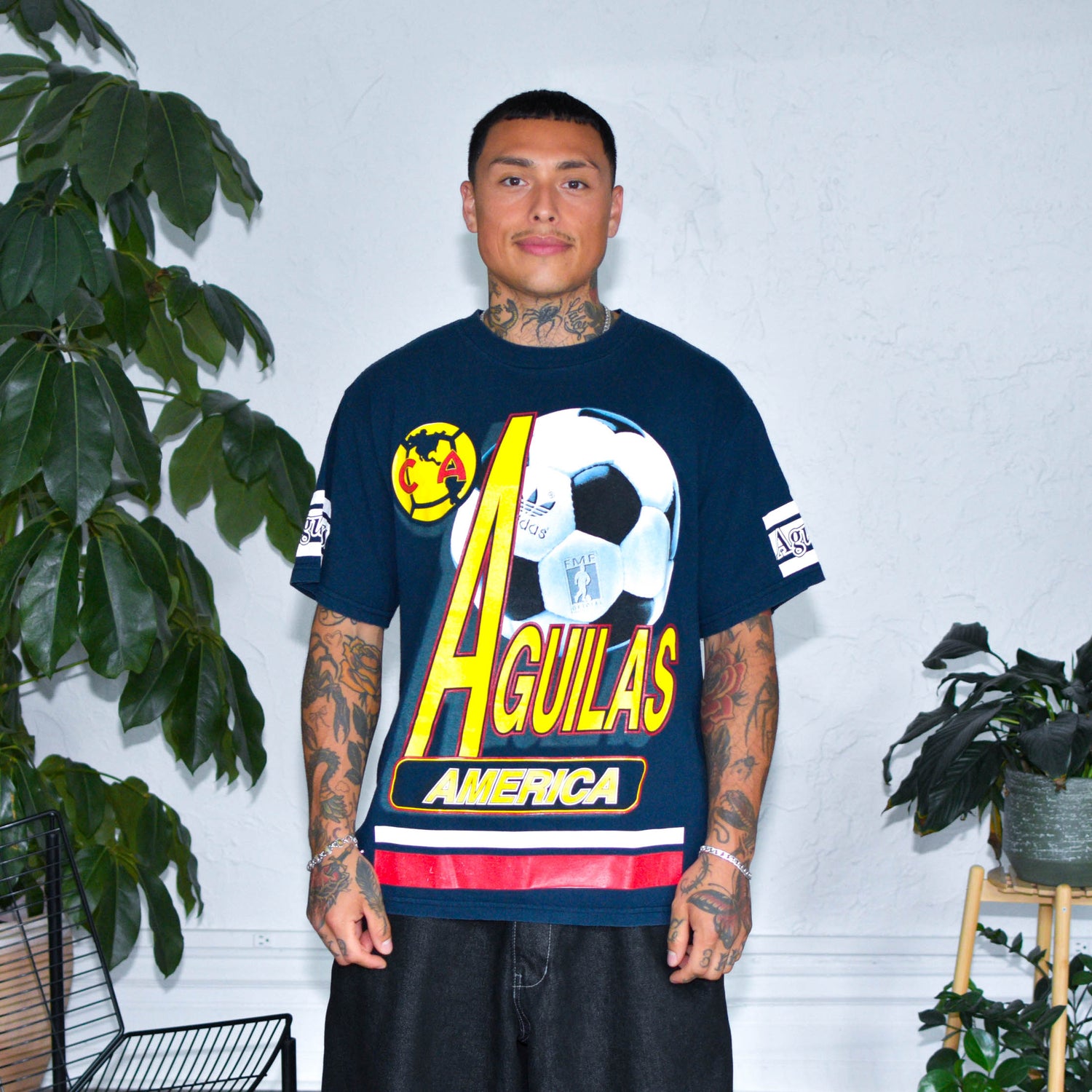 Vintage 90s Club America Navy All-Over-Print T-Shirt