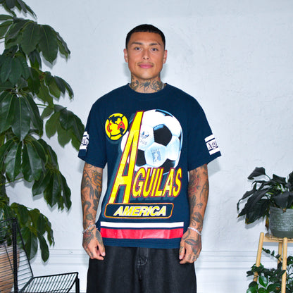 Vintage 90s Club America Navy All-Over-Print T-Shirt