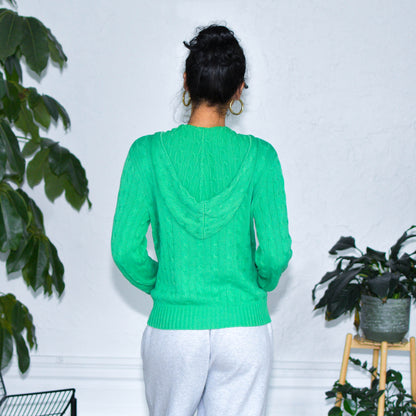 Vintage Green Ralph Lauren Sport Cable Knit Zip-Up Hoodie