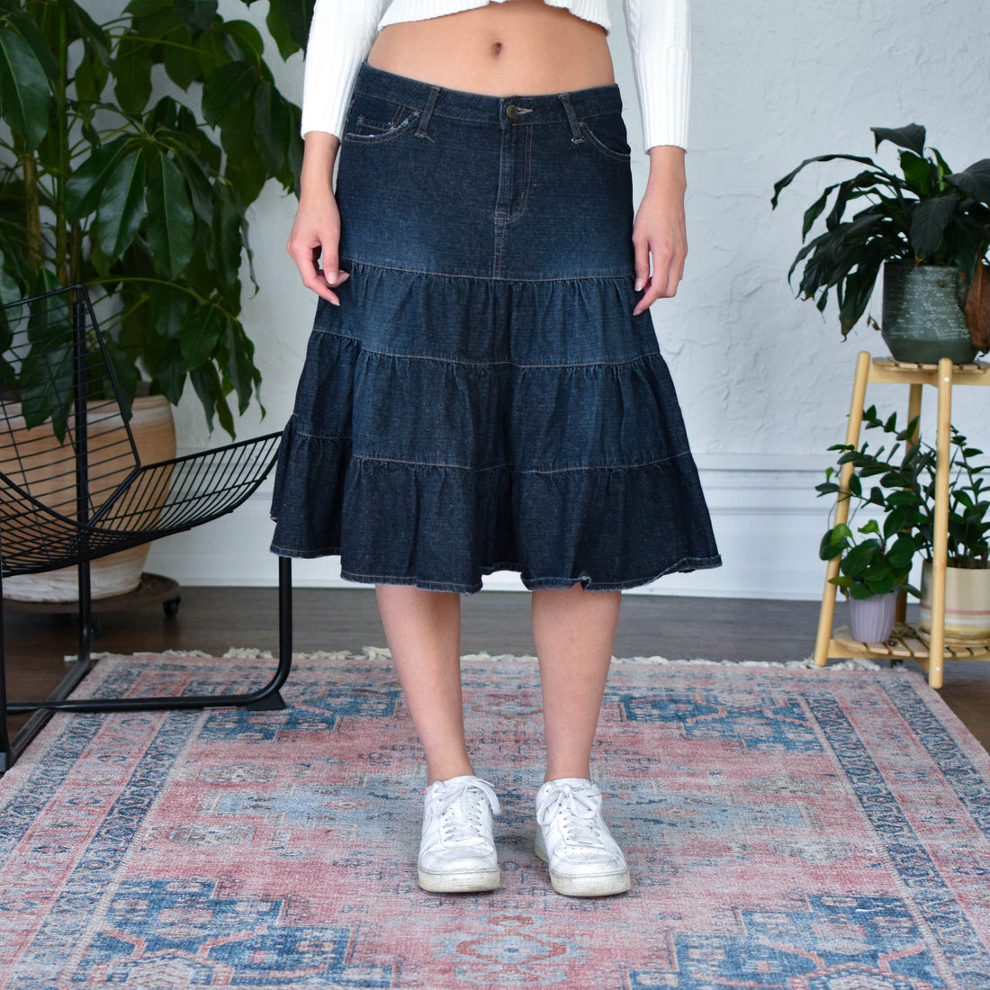 Vintage Y2K Bubblegum Tiered Denim Skirt