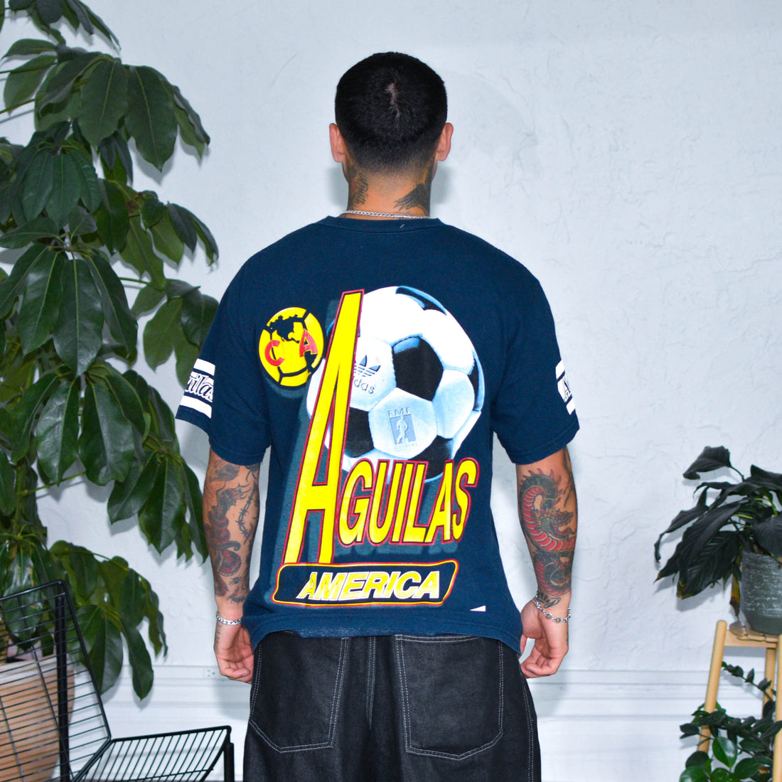 Vintage 90s Club America Navy All-Over-Print T-Shirt