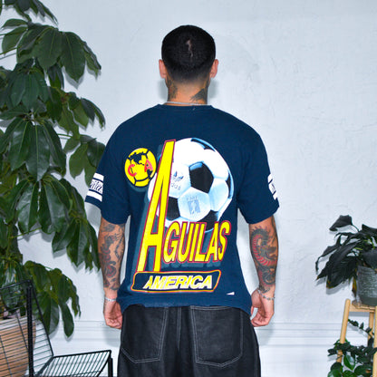 Vintage 90s Club America Navy All-Over-Print T-Shirt