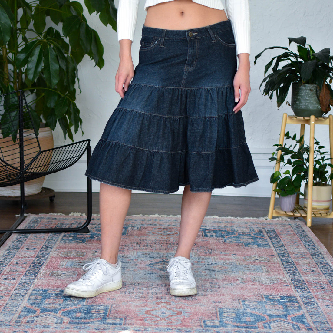 Vintage Y2K Bubblegum Tiered Denim Skirt