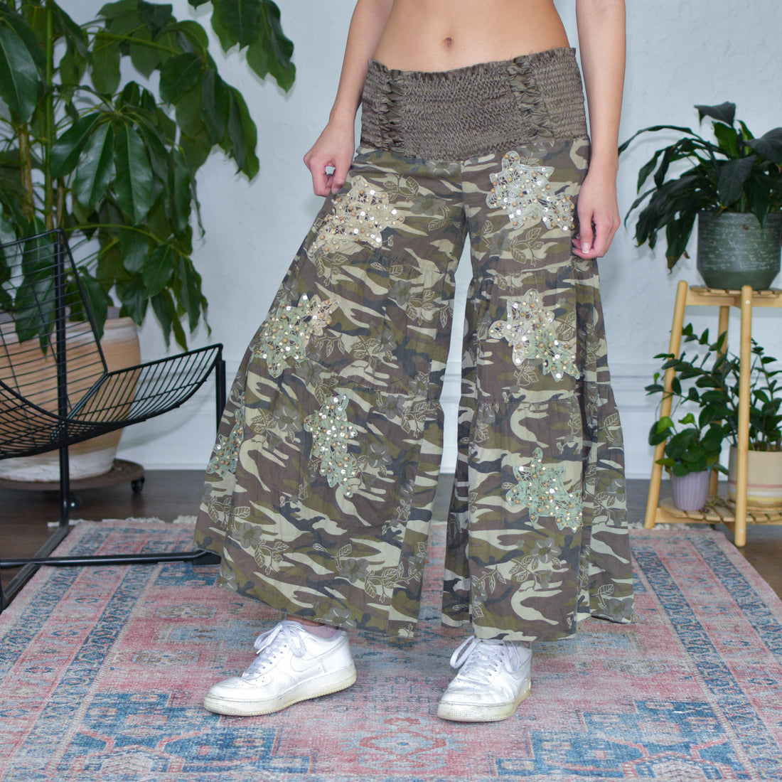 Vintage Y2k Sugar Lips Floral Camo Flared Pants