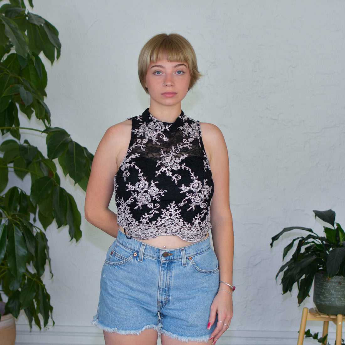 Vintage Love Reign Lacey Floral Halter Top
