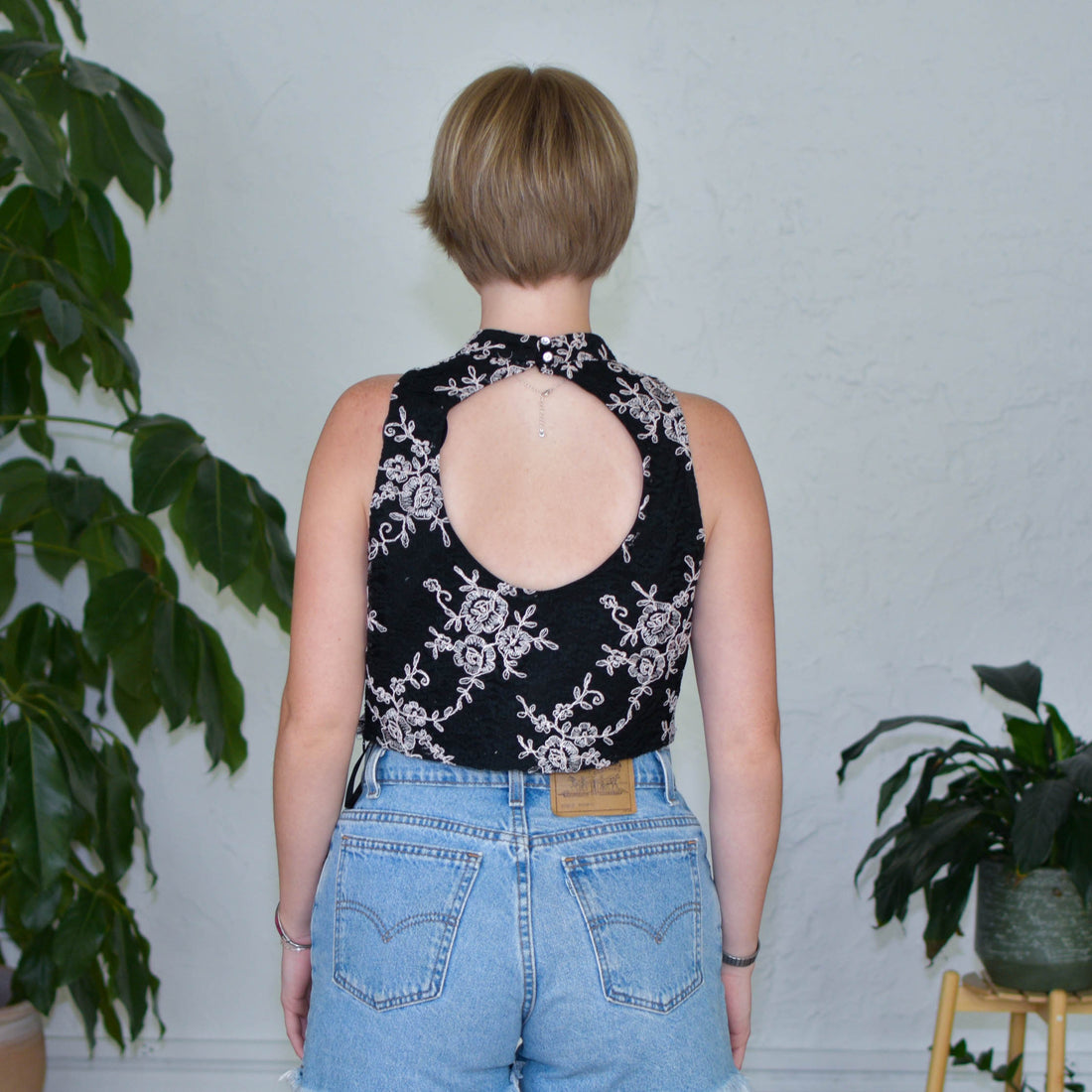 Vintage Love Reign Lacey Floral Halter Top