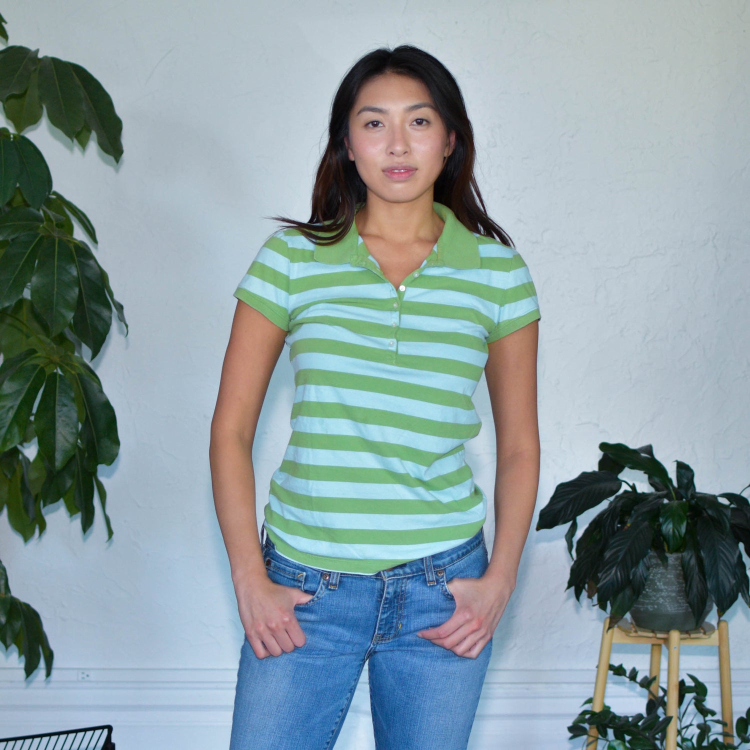 Vintage Y2K Aeropostale Femme Striped Polo Shirt