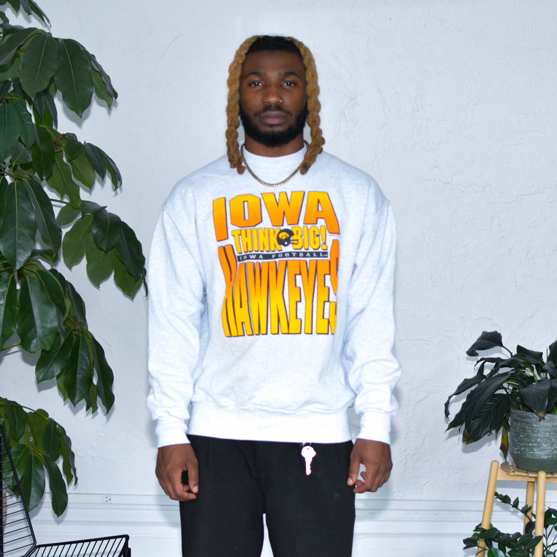 Vintage University of Iowa Hawkeyes Football Gray Crewneck