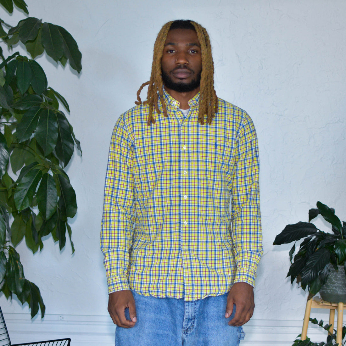 Y2K Polo Ralph Lauren Yellow Plaid Button Up