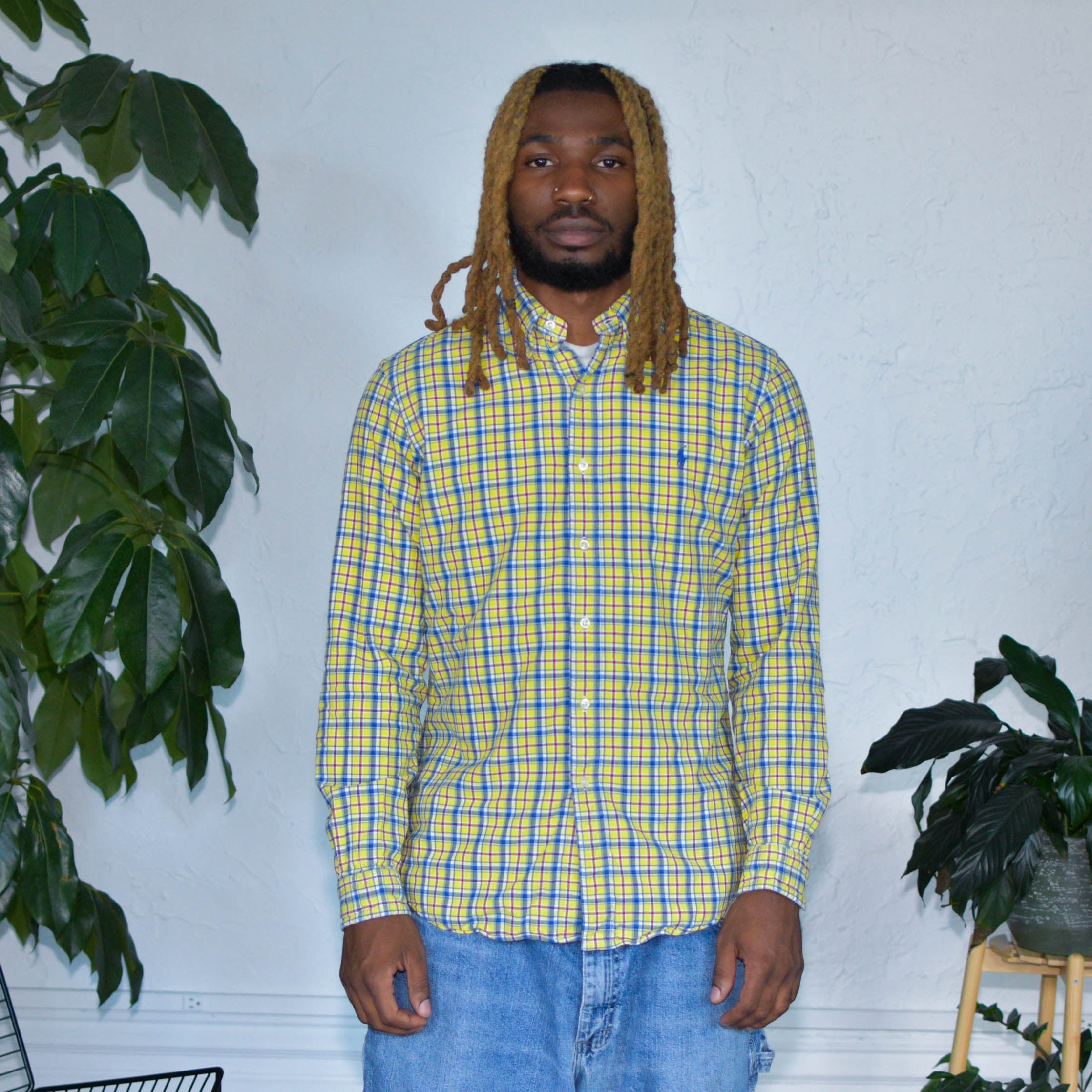 Y2K Polo Ralph Lauren Yellow Plaid Button Up