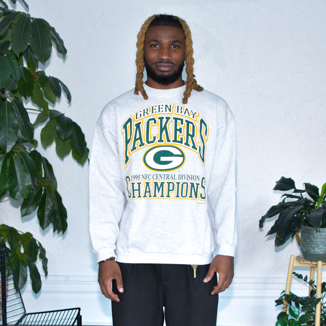 Vintage 1995 Green Bay Packers Central Division Champions Gray Crewneck
