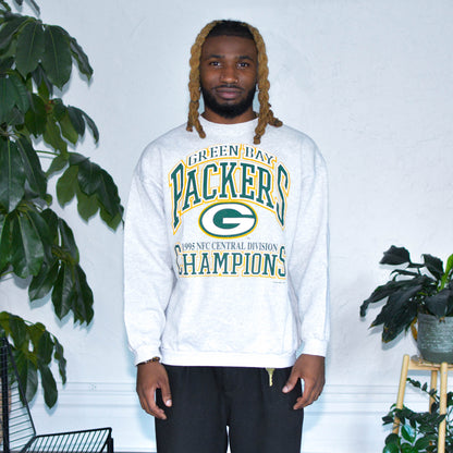 Vintage 1995 Green Bay Packers Central Division Champions Gray Crewneck