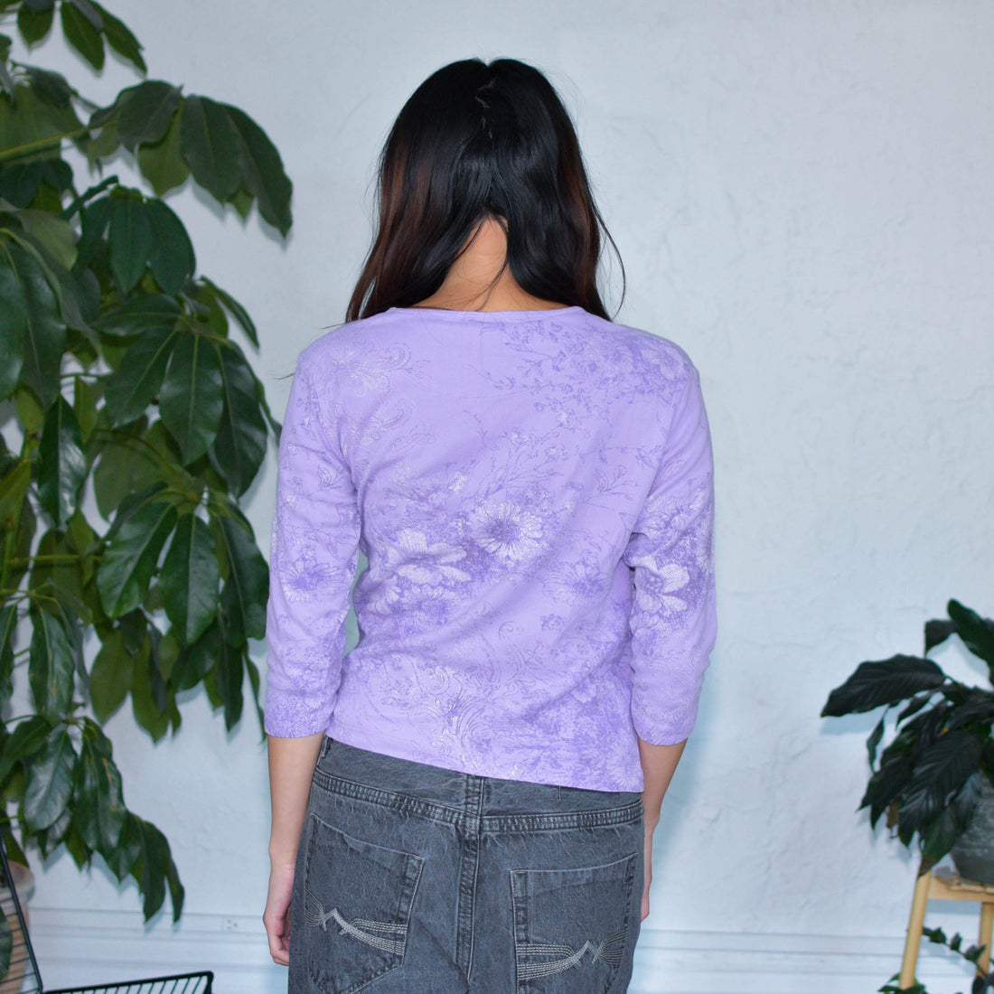 Y2K Pleasant Shade Floral Long Sleeve Femme Top