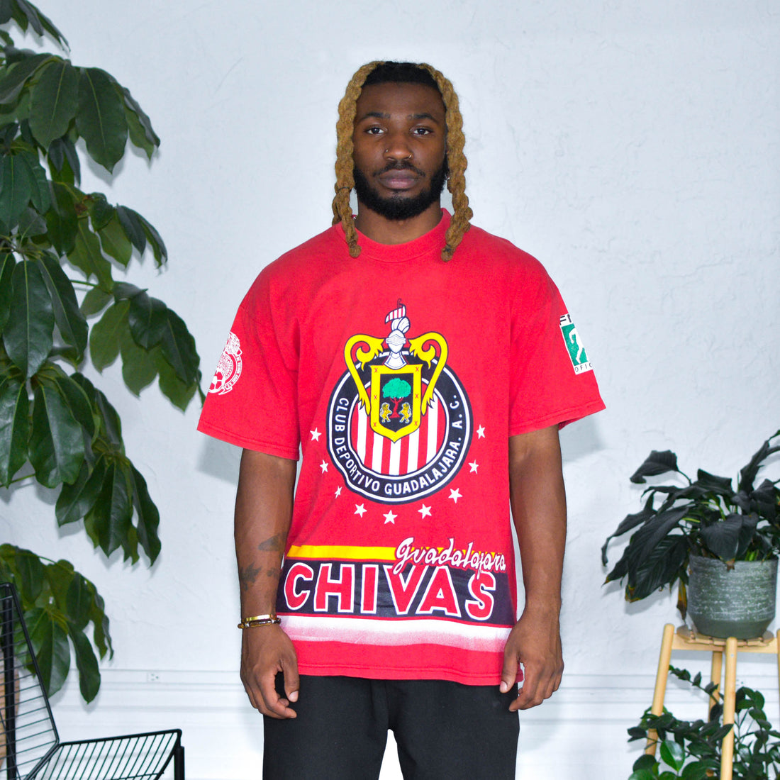 Vintage 90s Chivas de Guadalajara All-Over-Print Logo T-Shirt