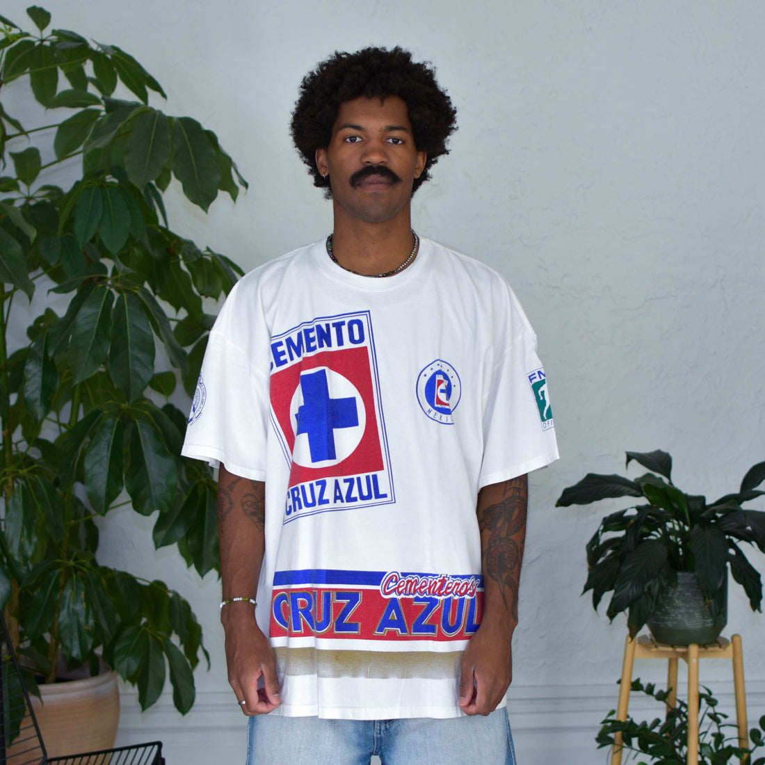 Vintage 90s Cruz Azul AOP Graphic T-Shirt