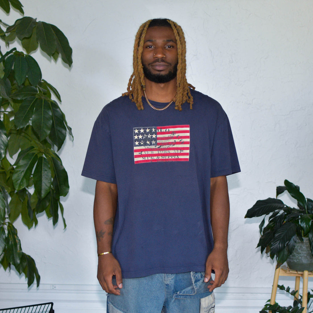 Vintage Polo Ralph Lauren Navy American Flag T-Shirt
