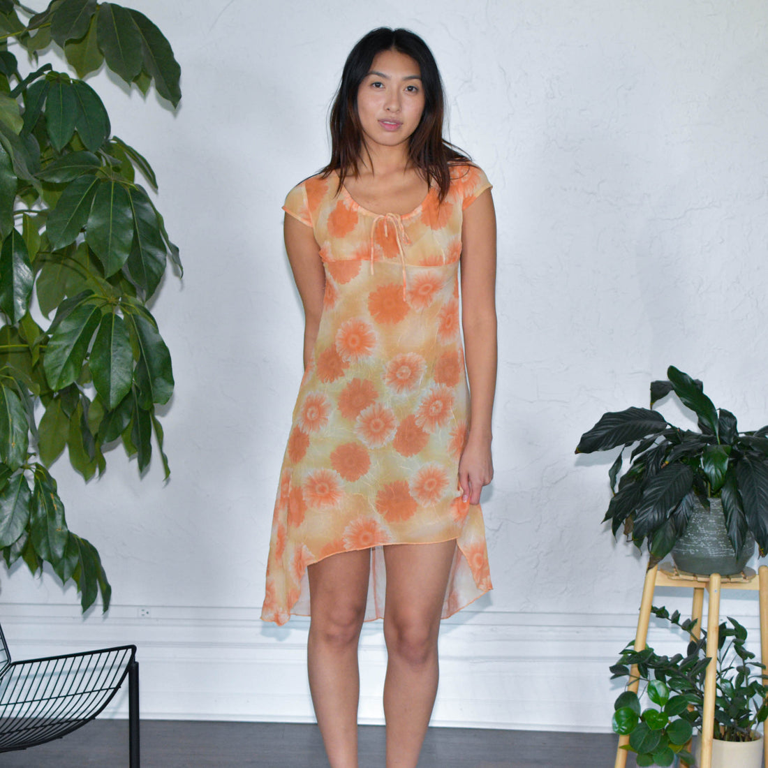 Vintage Dang Wei Orange Floral Dress