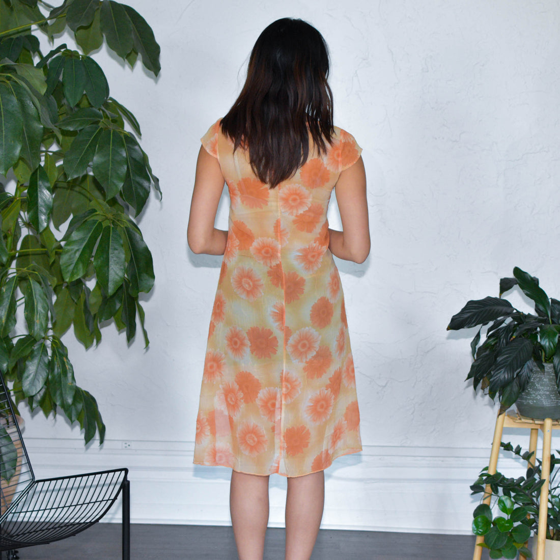 Vintage Dang Wei Orange Floral Dress