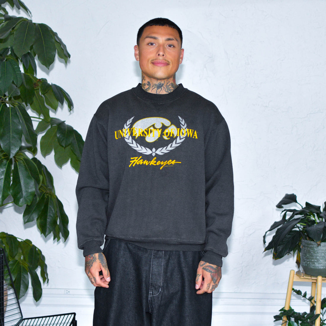 Vintage 90s University of Iowa Hawkeyes Black Crewneck