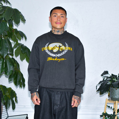 Vintage 90s University of Iowa Hawkeyes Black Crewneck