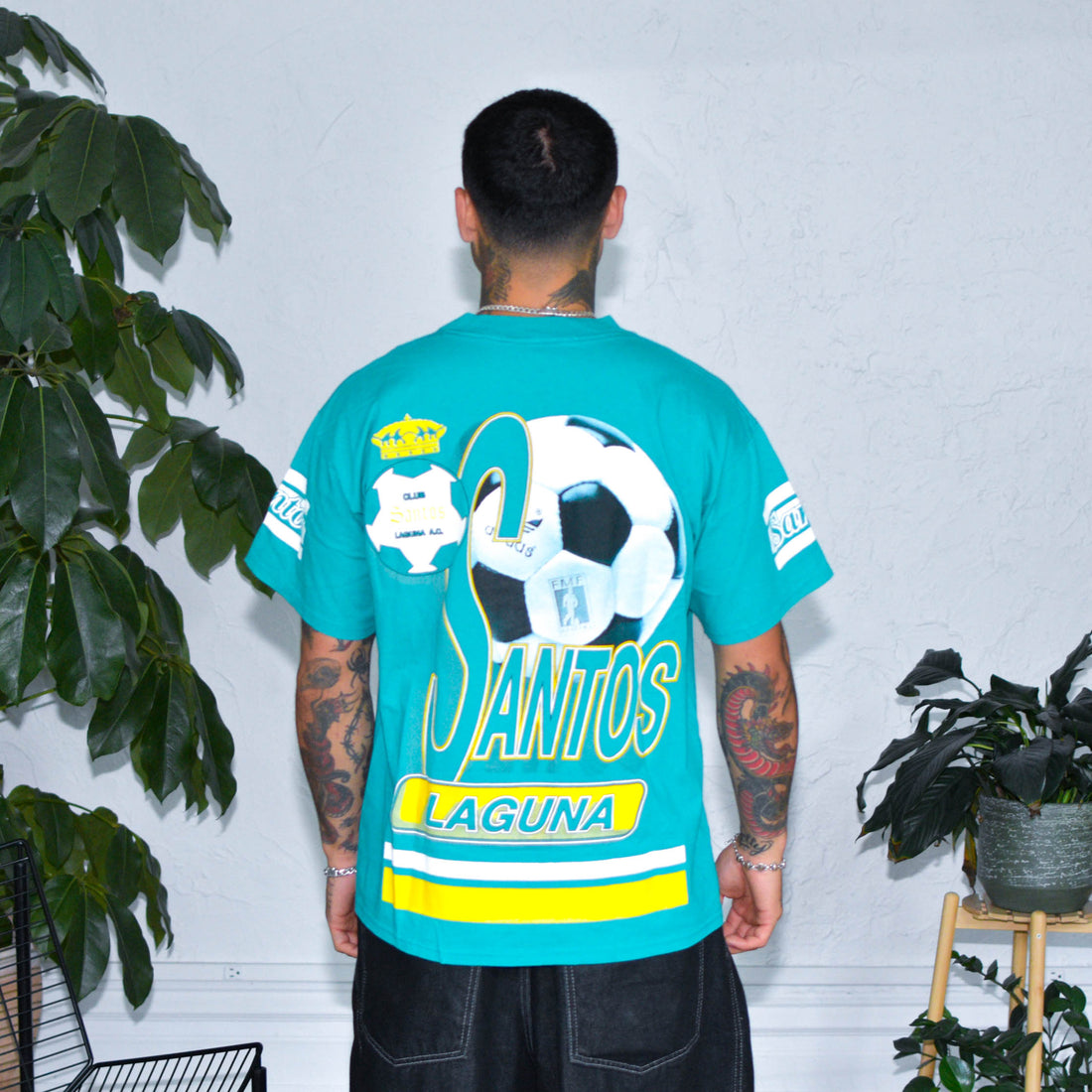 Vintage 90s Club Santos Laguna All-Over-Print T-Shirt