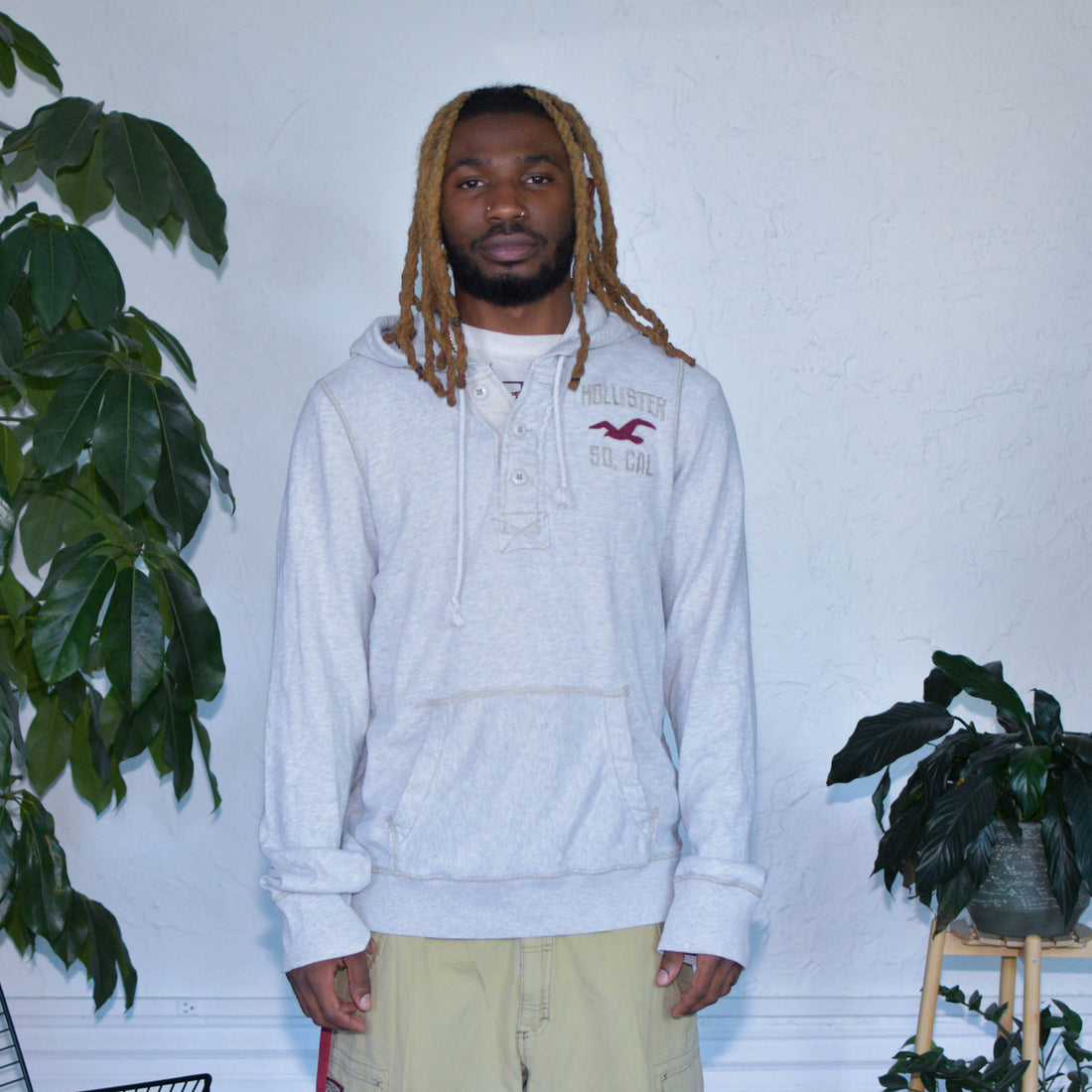 Vintage Hollister Co. Gray Henley Hoodie