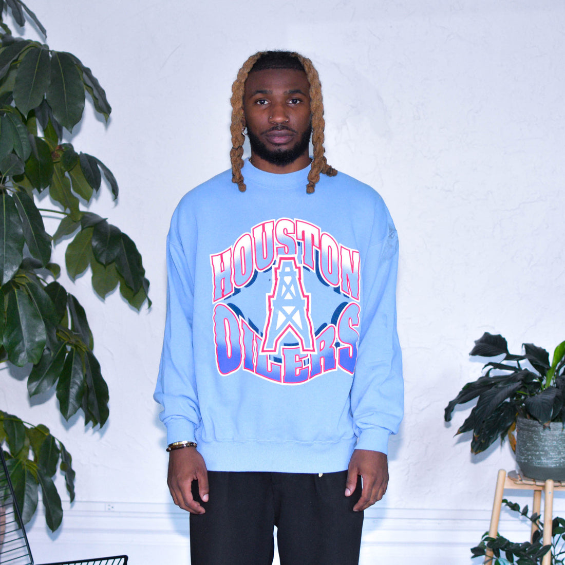 Vintage 1995 Houston Oilers Baby Blue Logo Crewneck