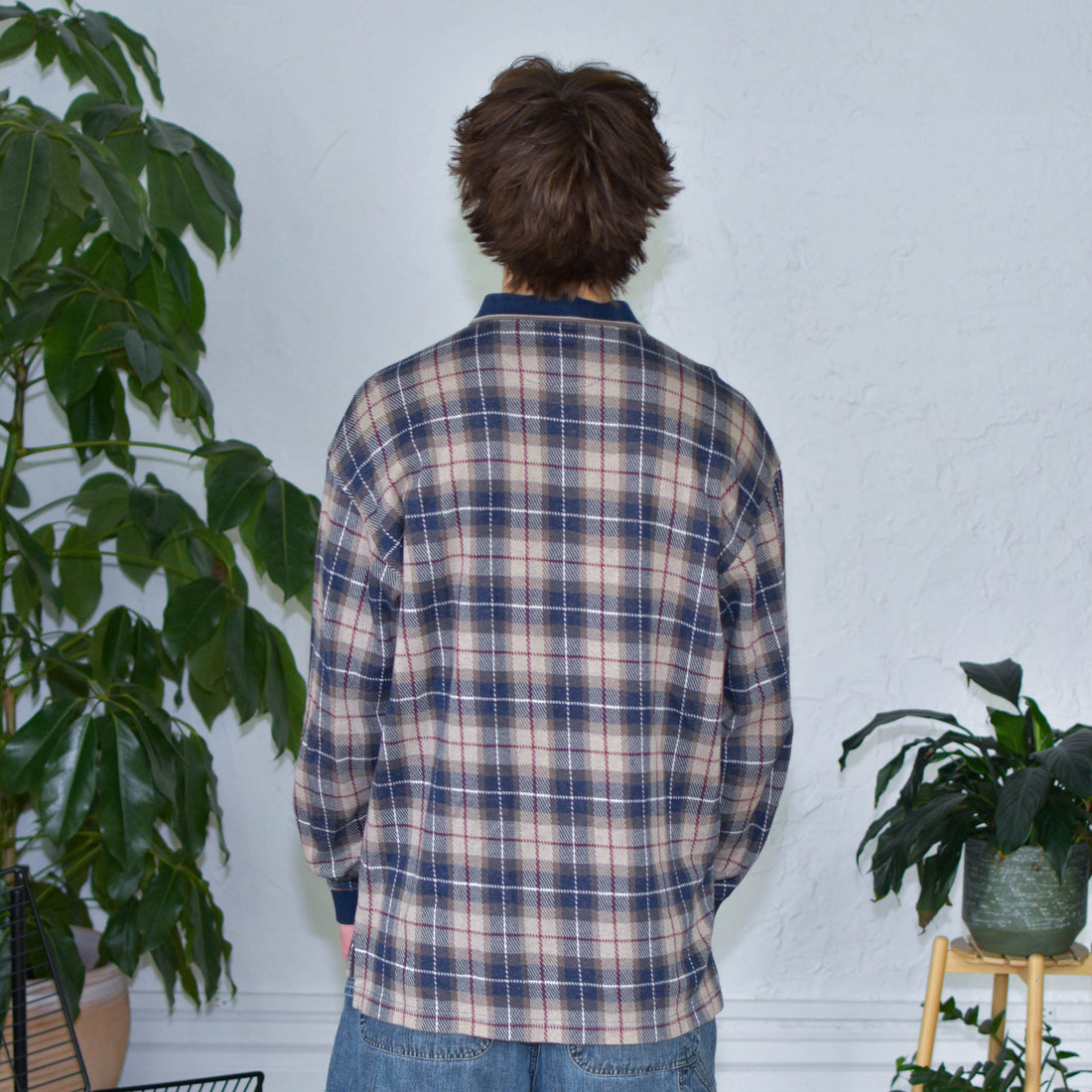 Vintage Plaid IZOD Golf Long Sleeve Polo