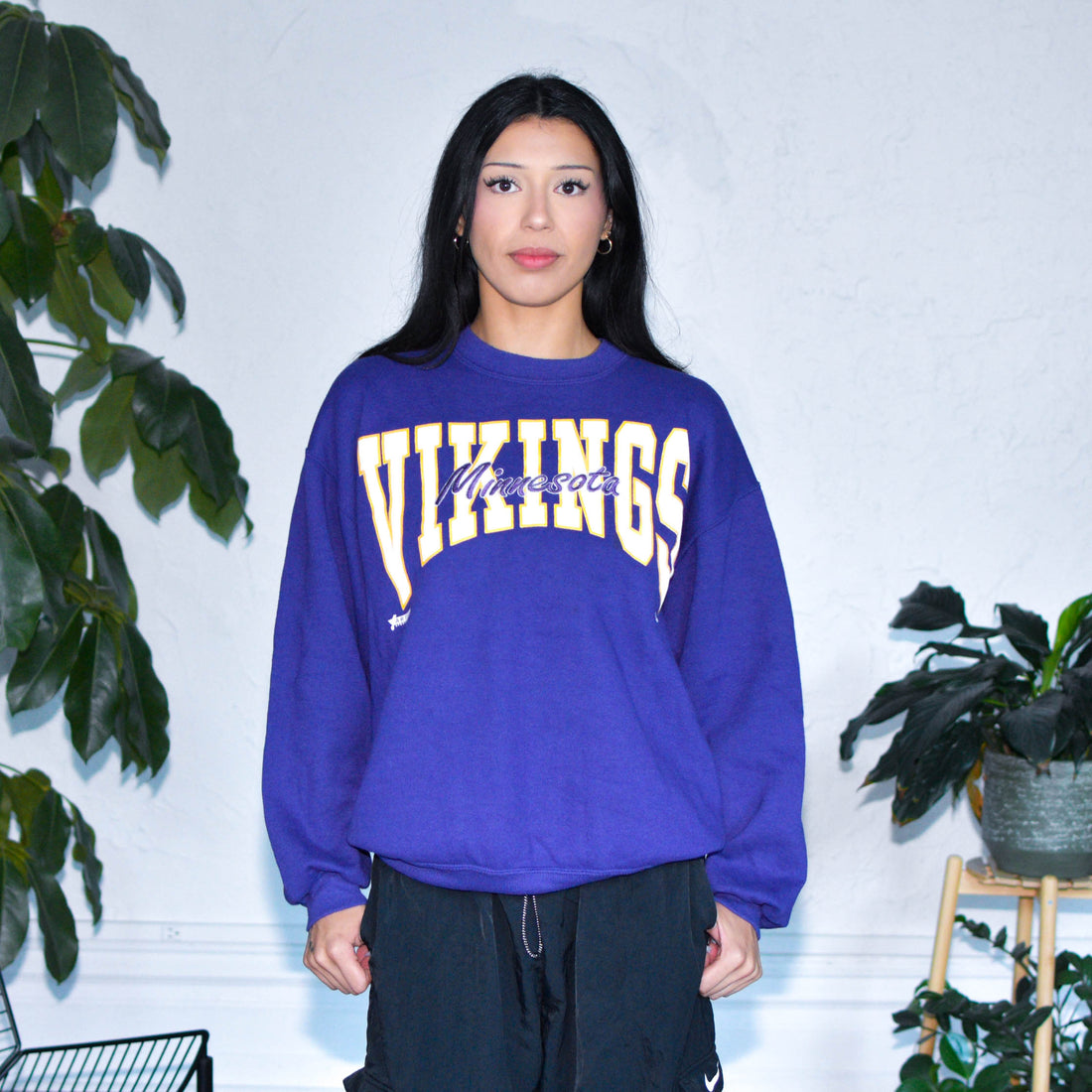 Vintage 1993 Minnesota Vikings Purple Spellout Crewneck