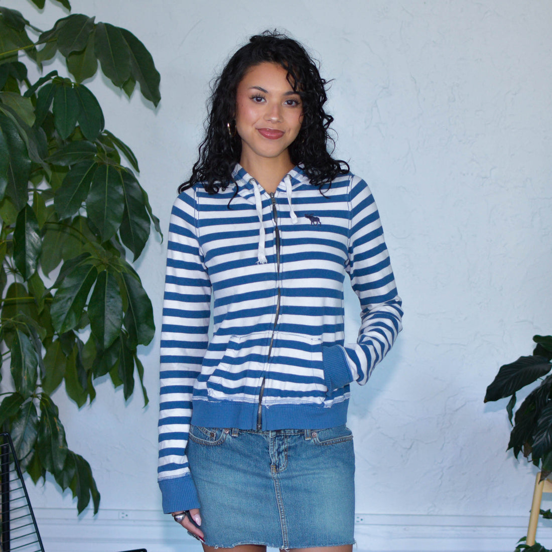 Vintage Abercrombie &amp; Fitch Striped Zip-Up Sweatshirt